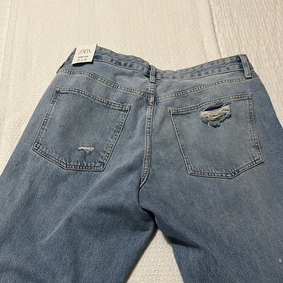 Zara brand new Mid rise wide leg ripped jeans - Picture 4 of 6